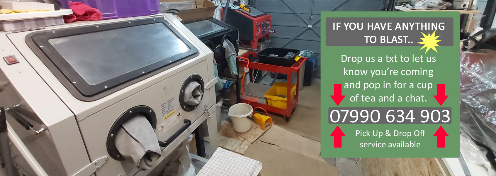 AME blasting cabinets in situ 2025 with notes