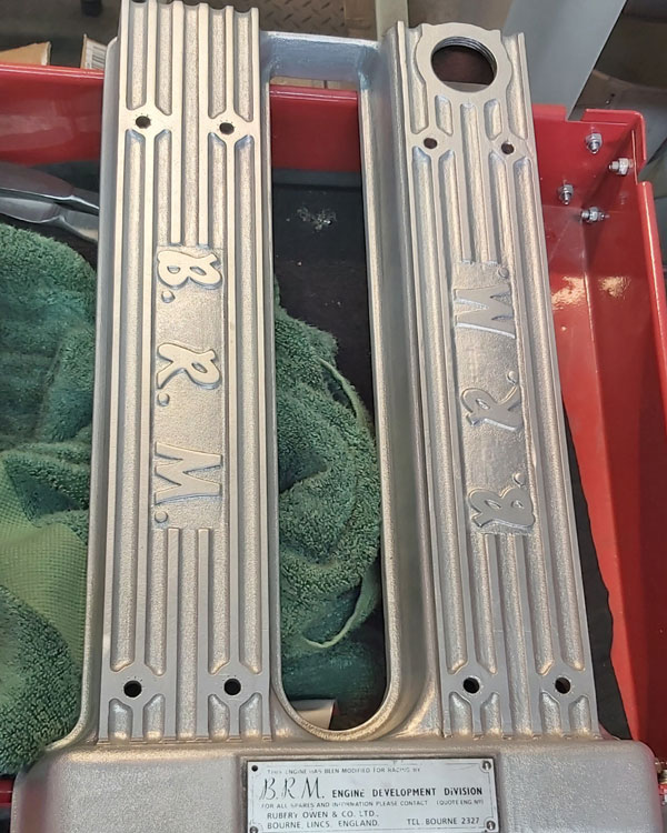 BRM engine parts vapout blasted